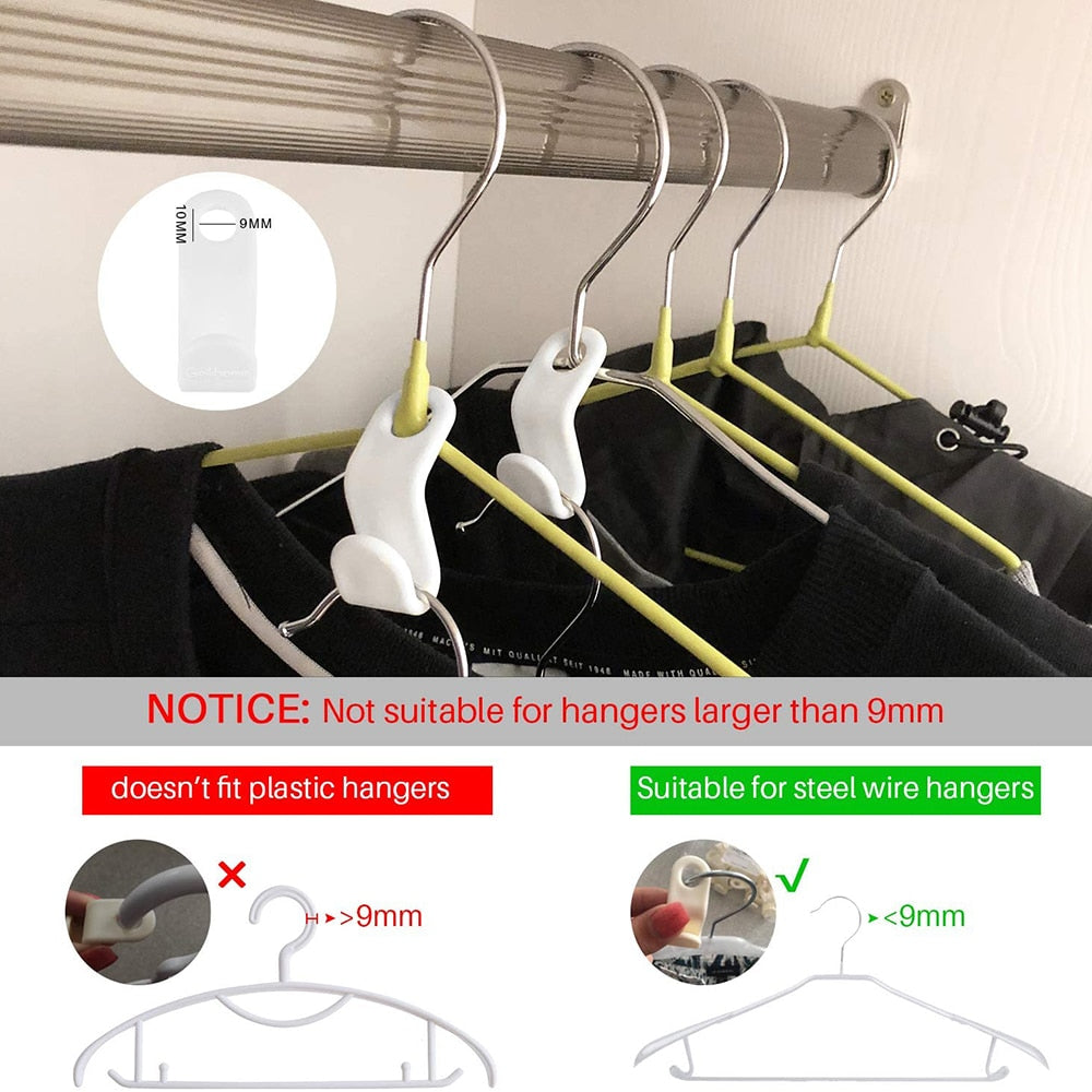 Space-Saving Clothes Hanger Connector Hooks