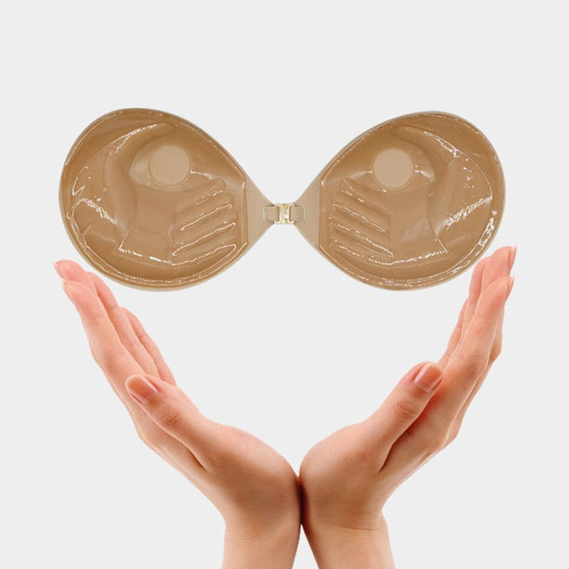 Adhesive invisible gathering bras