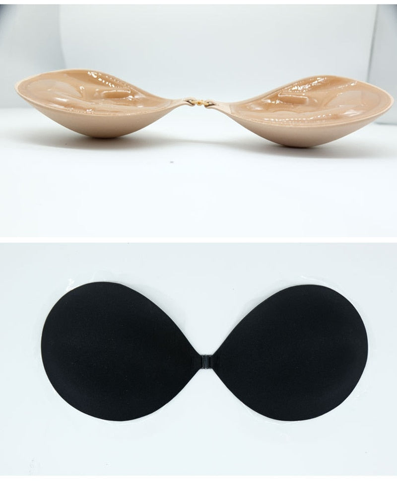 Adhesive invisible gathering bras