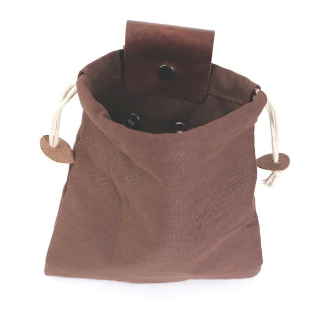 Leather Waxed Canvas Pouch