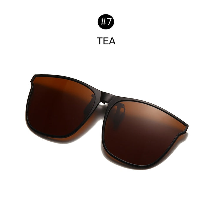 Polarized Clip-On Flip Up Metal Clip Sunglasses For Prescription Glasses