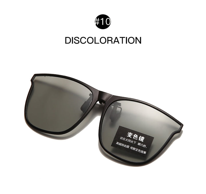 Polarized Clip-On Flip Up Metal Clip Sunglasses For Prescription Glasses